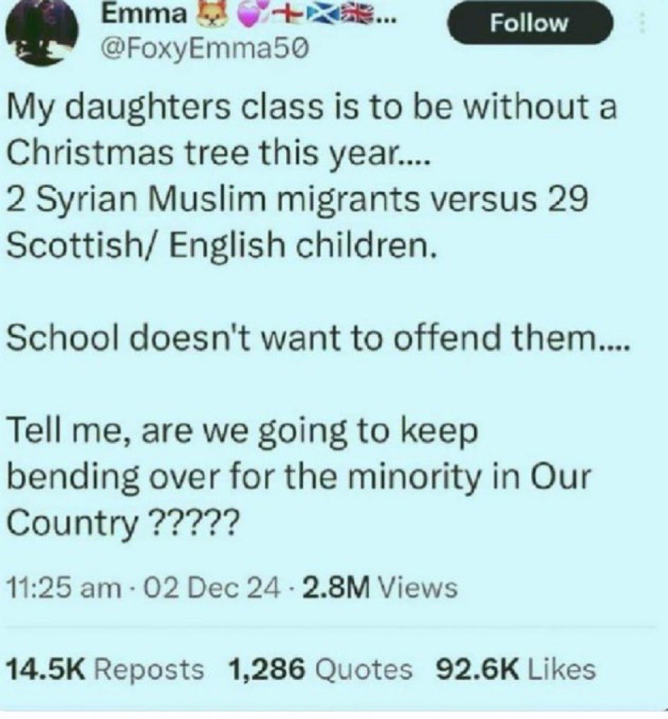 Foxy Emma appears to have deleted her account. Shame she didn’t stick around long enough to have a welsh and Irish kid in her kids’ class too. So many punchlines. Also, this, it turned out, was bollocks.