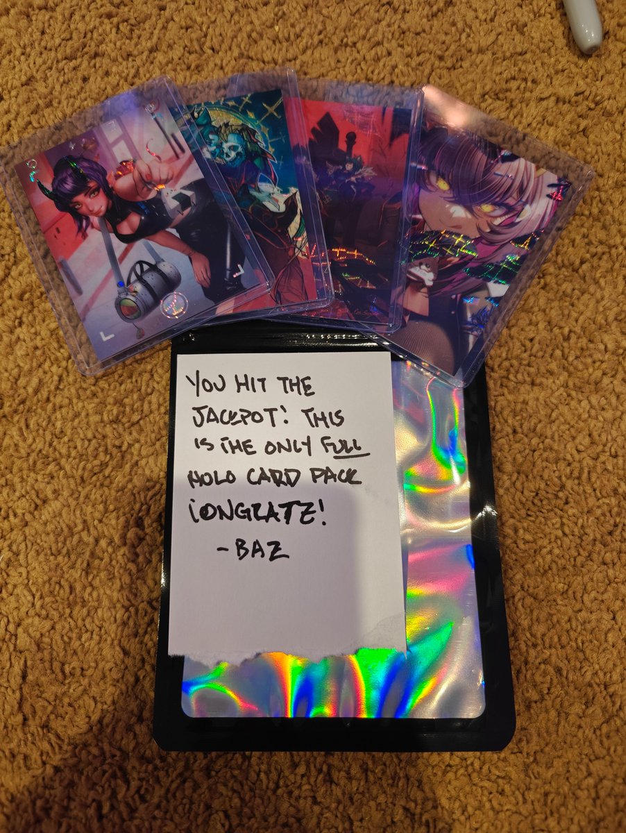 KappaMart_'s tweet photo. As orders start getting fulfilled here are some BTS pics of packing orders + a pic of the "god pack" we put together where one lucky duck will get a 4 pack of all holo cards. Its 1/1 so good luck! https://t.co/iIsWyLged4