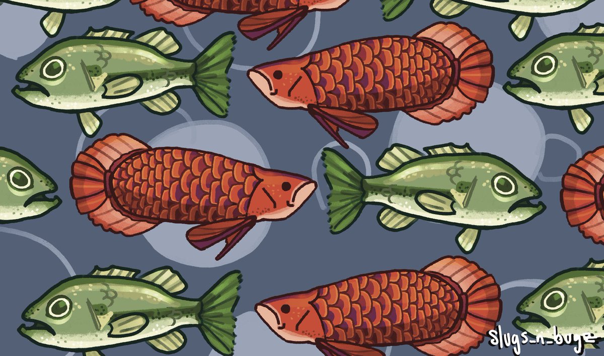 slugs_n_bugz's tweet image. fists #illustration #arowana #largemouthbass #fish