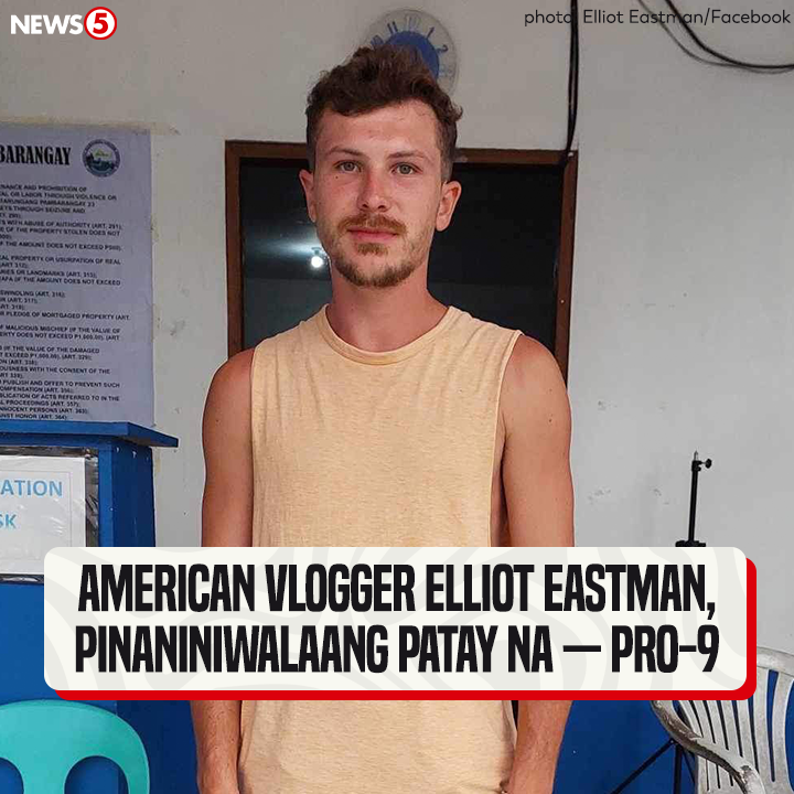 News5PH's tweet image. Naniniwala ang Police Regional Office 9 #PRO9 na posibleng patay na ang kinidnap na American vlogger na si Elliot Eastman. #News5 | via Bryan Castillo
