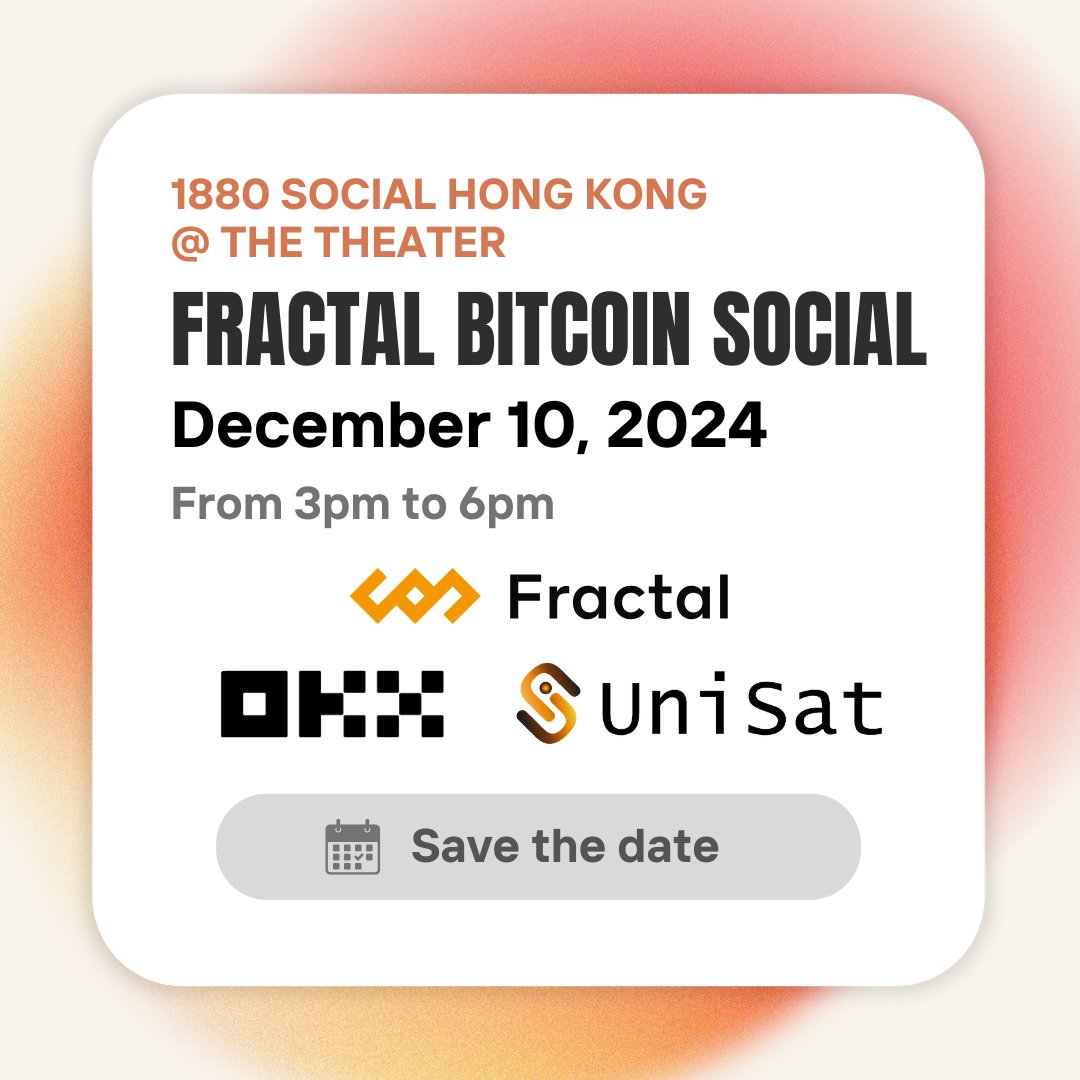 🎉 Bitcoin Enthusiasts in Hong Kong, this one’s for you!
 🎤 Join Fractal, @OKX, <a href="/OKXDevs/">OKX Developers</a>, and <a href="/unisat_wallet/">UniSat - wallet, explorer & extension for bitcoin.</a> for an exclusive discussion on the Bitcoin Ecosystem in 2024, and upcoming developments for 2025.

Featured Guests:
🔶 Simon Zhu — Sr. Product Director, OKX 
🔶 Michael