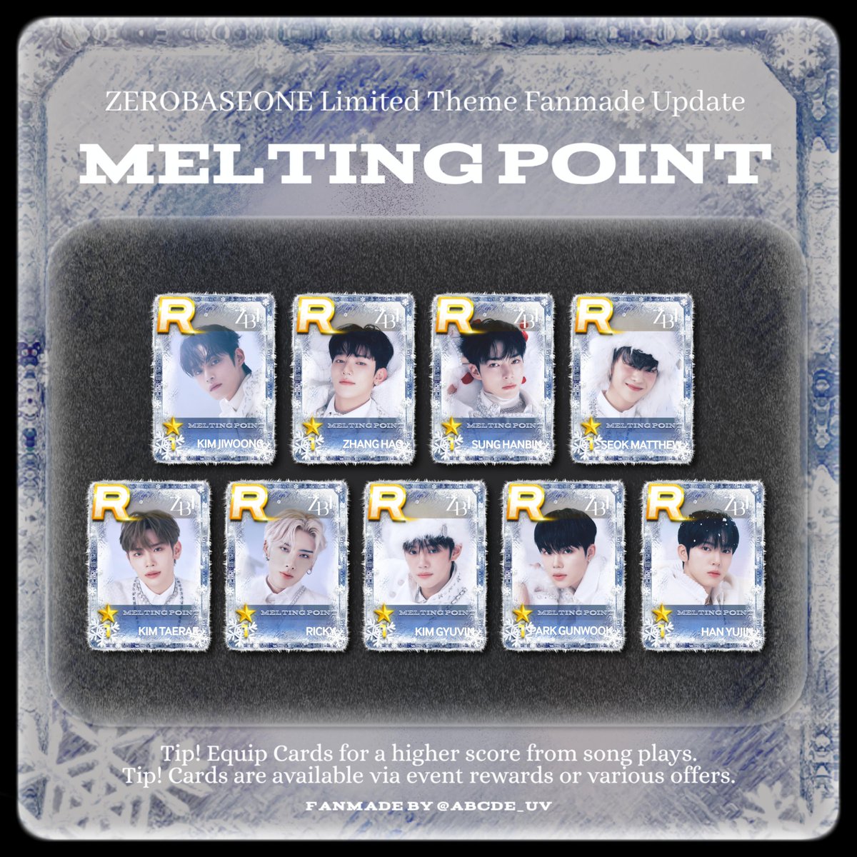 abcde_uv's tweet photo. [🎹] NEW FANMADE UPDATE [🎹]
🎮 Welcome SuperStar WAKEONE 🌊

✨ ZEROBASEONE - 'Melting Point' ✨
✨ KEP1ER - 'Tipi-Tap' &amp; 'Heart Surf' ✨

[#슈퍼스타 #SuperStar #KEP1ER #케플러  #ZEROBASEONE #제로베이스원 #제베원 #SUPERSTARWAKEONE #SSWO #MeltingPoint #HeartSurf #TipiTap #SSRG] https://t.co/NWCERCJNrT