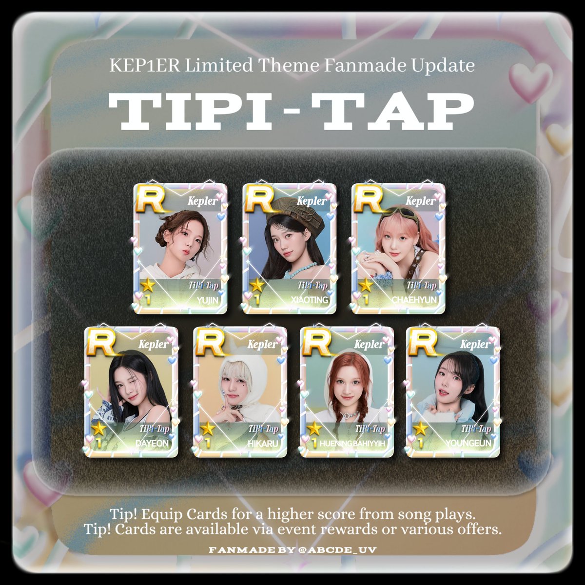 abcde_uv's tweet photo. [🎹] NEW FANMADE UPDATE [🎹]
🎮 Welcome SuperStar WAKEONE 🌊

✨ ZEROBASEONE - 'Melting Point' ✨
✨ KEP1ER - 'Tipi-Tap' &amp; 'Heart Surf' ✨

[#슈퍼스타 #SuperStar #KEP1ER #케플러  #ZEROBASEONE #제로베이스원 #제베원 #SUPERSTARWAKEONE #SSWO #MeltingPoint #HeartSurf #TipiTap #SSRG] https://t.co/NWCERCJNrT