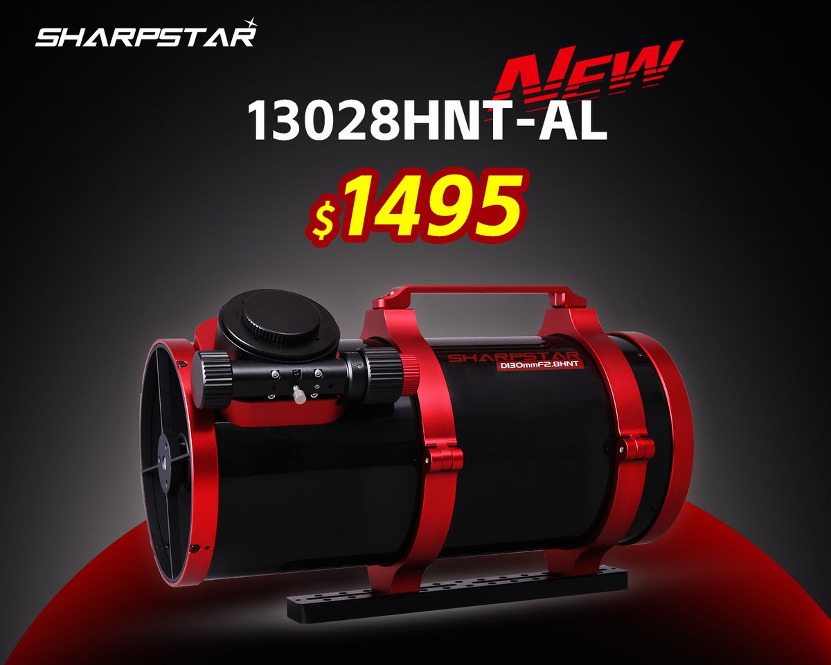 SharpstarOptics's tweet image. Sharpstar 13028HNT-AL: a hyperbolic Newtonian reflector with a 130mm aperture and a F2.8 focal ratio. Aluminum tube version.
Retail price: 1495USD
Contact your local dealer:
sharpstar-optics.com/Contact_1.html
For specific info:
sharpstar-optics.com/Products_1/130…
#13028hnt #sharpstar #astrophotography