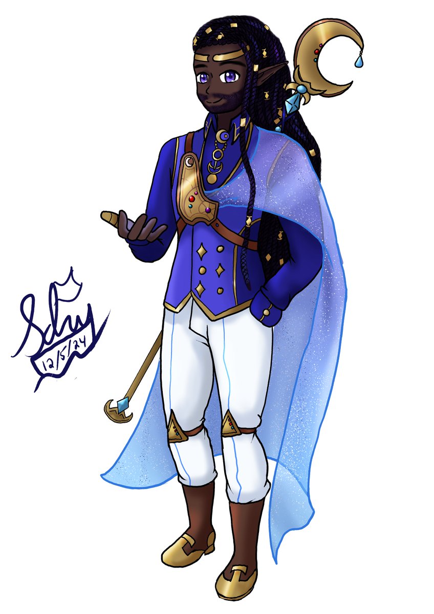 sirendroid's tweet photo. Asterian is a pallid elf lunar sorcerer! His design is already pretty fitting for a sorcerer, so I decided to give him a cool staff to differentiate him from the standard Asterian. I had a few other ideas, but I'm not sure if I'll implement those later. #asterian #eclipsedsounds https://t.co/Pr3Is4u88s