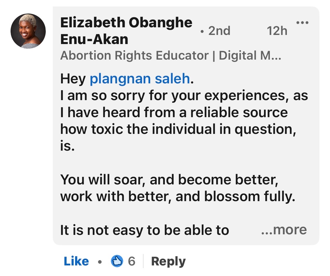 <a href="/StandtoEndRape/">S.T.E.R Initiative</a> <a href="/AyodejiOsowobi/">Oluwaseun Ayodeji Osowobi-Oluwabiyi</a>
Surely multiple ex staff can’t be lying against your organisation?
What can you say about these allegations? More victims have reached out to <a href="/Gweinevera/">plangnan saleh</a> and are willing to come forward to speak.
#horriblebosses
#16DaysOfActivism 
#toxicworkspaces
