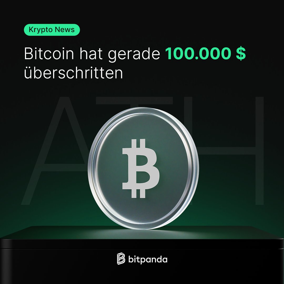 EINHUNDERTTAUSEND DOLLAR! Was einige lange Zeit reines Wunschdenken  nannten, ist nun wirklich eingetreten, der #Bitcoin hat die 100.000-Dollar-Marke  geknackt! #Krypto #100K
