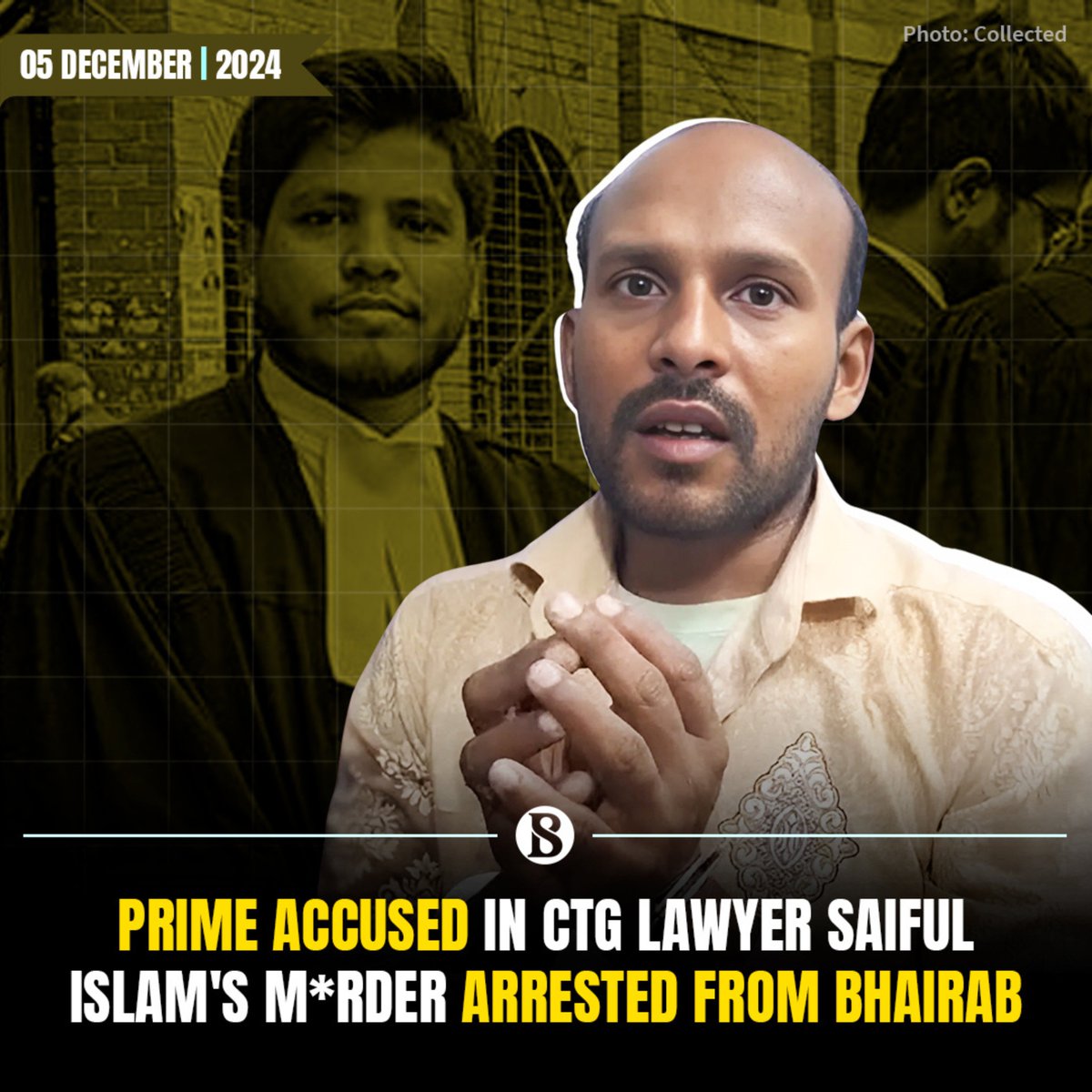 tbsnewsbd's tweet photo. Police have arrested Chandan, 35, a prime accused in the murder case of lawyer Saiful Islam Alif, who was killed during a clash on the Chattogram court premises.
Link in Comments
#lawyersaifulislam #SaifulIslamAlif #arrested #Bhairab #chinmoykrishnadas #TBSNews https://t.co/eUl4nH43hI
