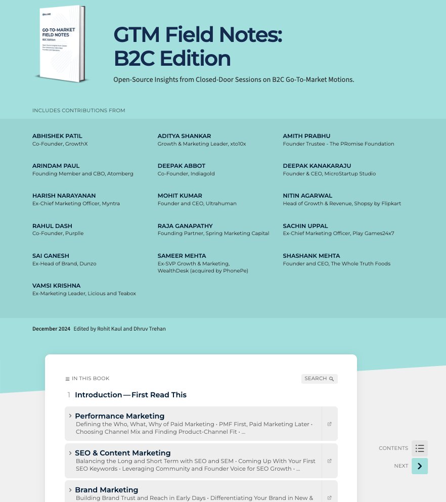 And here's our first ebook! 📚🚨🚀

At Blume, we regularly host India's sharpest founders and operators to share their experiences, successes, and failures with our portfolio companies. 

Until now, the insights from these sessions were locked in internal transcripts and notes.