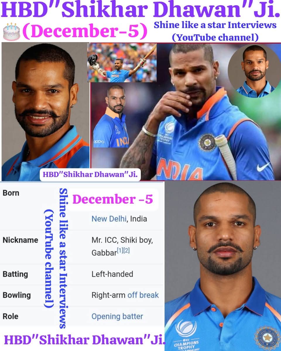 ShinelikeastarI's tweet photo. #ShikharDhawan #Dec5th  #shikharji  #ShikarDhawan #ShikarDhawan #shikardhawanfans   #Dec5 #Shinelikeastarinterviews  wishes #HBD  #IndianCricketer  #ShikharDhawan Garu #December5th   #December5  #shikhardhawanfans  #Shinelikeastarinterviews #youtubechannel https://t.co/z4zRzeTVt3