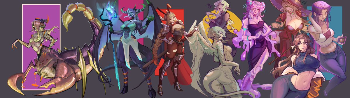 We did some normal girls and monster girls on stream! Tell me your favs :) 
#art #conceptart #drawing