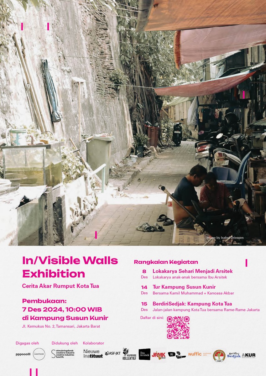 Pameran In/Visible Walls di Kampung Susun Kunir. Pembukaan hari Sabtu, 14 Desember 2024, pukul 10:00 WIB. Terbuka untuk umum.

Pameran ini bercerita tentang Kota Tua dan kampung-kampungnya yg berangkat dari bincang-bincang bersama warga.