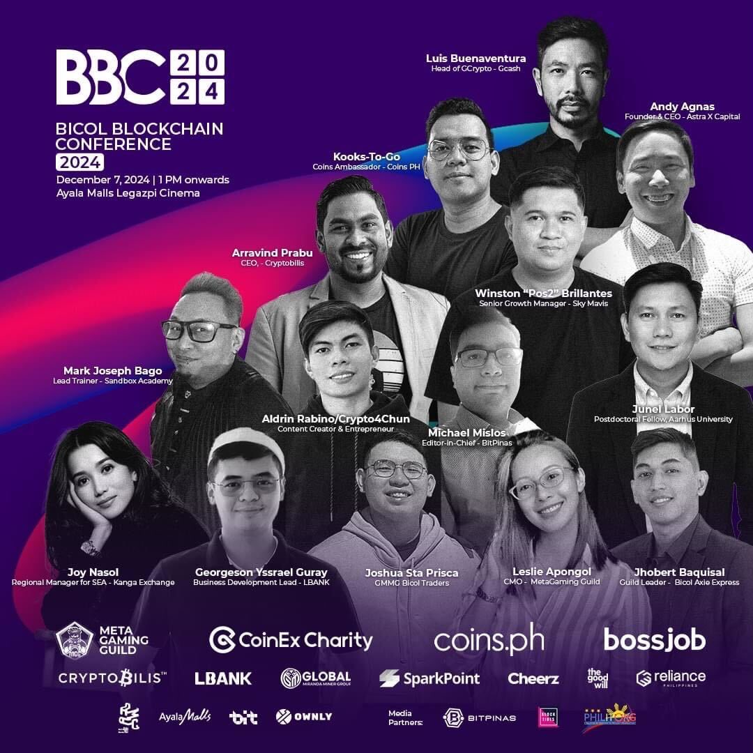 MetaGamingGuild's tweet photo. 👤 Join Us at the @BicolBlockchain Conference 2024  

Don’t miss this opportunity to learn, connect, and be inspired by the brightest minds in the blockchain space.

We’d love for you to connect with our team, who will be speaking alongside industry leaders, innovators, and game-changers. And pls come by our booth to discover our latest game, @Mole_Smash.

📅 Dec 7, 2024 | Saturday
📍 Ayala Malls Legazpi Cinema 

#BBC #BBC2024 #Bicol #Blockchain #MGG #MetaGamingGuild #MoleSmash