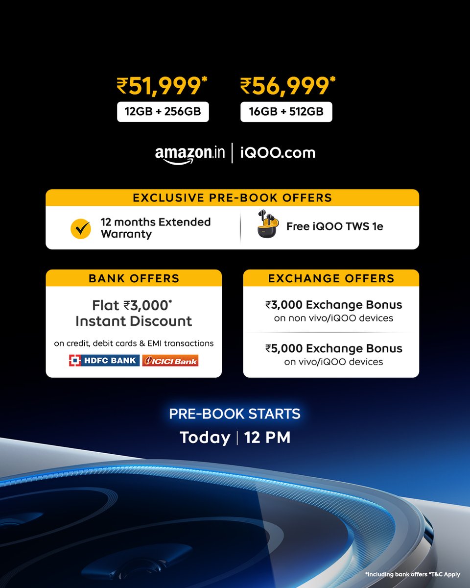 It’s time to #BeTheGOAT!
#iQOO13 is available for pre-book starting today on <a href="/amazonIN/">Amazon India</a> and iqoo.com. Don't miss out on the special pre-book offers, #iQOOFam!