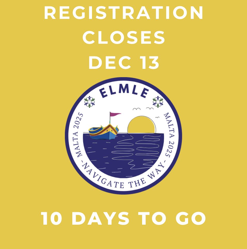 Time is running out middle school teacher friends!  Register now for #ELMLEMalta before it is too late.  Join us January 23-25 for an amazing weekend of learning. For more info: sites.google.com/elmle.org/home…