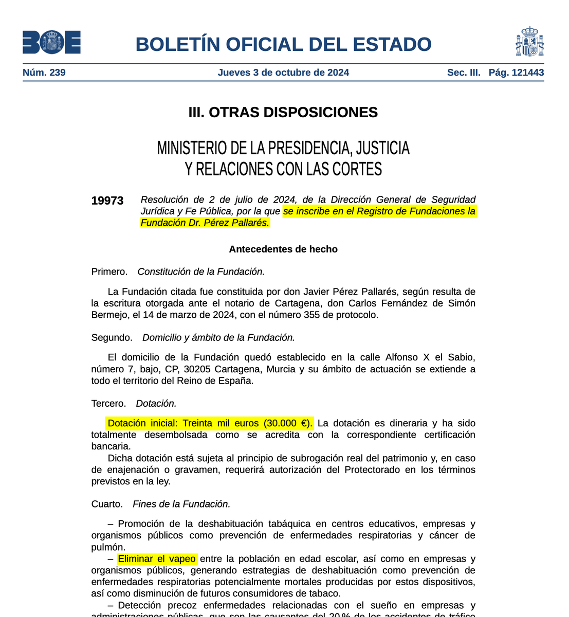 ElMonoVapeador's tweet photo. Ayer me preguntaba si lo de este señor sería ignorancia, interés o titulación dudosa... ya tenemos la respuesta, publicada en el BOE

@jpallaresneumo aporta 30.000€ como dotación inicial para la creación de una Fundación para luchar contra el vapeo...  ¿de dónde salen? ver hilo completo 👇

Si la oposición no es capaz de hacer nada con esto, apaga y vámonos ¡¡CIENTOS DE PUESTOS DE TRABAJO EN PELIGRO!! ¡¡MILLONES DE EXFUMADORES VOLVERÁN AL TABACO!!  

¡¡¡¡MALDITA SEA, HAGAN ALGO YA!!!! ¡¡ESTOS PERSONAJES NO PUEDEN GANAR!!  

#YoVapeoYoVoto #ElVapeoSalvaVidas #MinisterioDelTabaco

@navedelmisterio @AntonioRNaranjo @Angel_gaitan_of @vitoquiles @bertrandmyd @Srliberal @WillyTolerdoo @Capitana_espana @unchinodechina @infovlogger36 @capTercio @Doct_Tricornio @ToroenReposo @bakalaofresco 

@NunezFeijoo @Santi_ABASCAL @DolorsMM @ppopular @JuntsXCat @Esquerra_ERC @vox_es @ehbildu @eajpnv