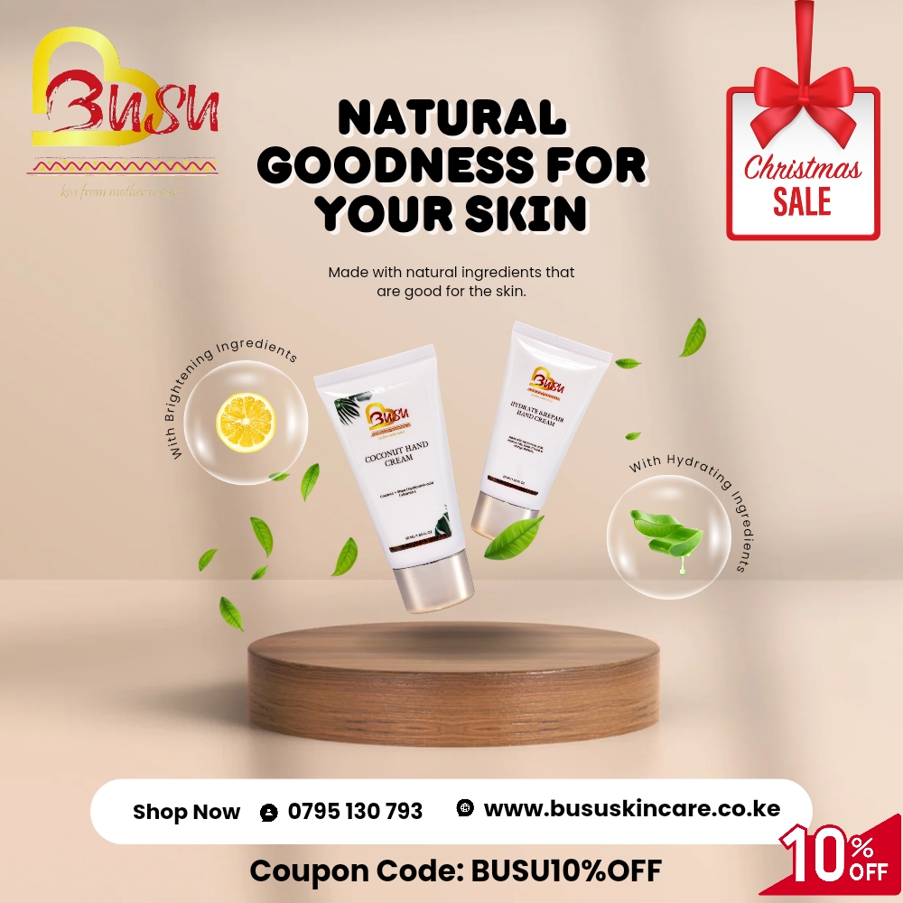 NationAfrica's tweet image. SP: Glow naturally with Busu Skincare, where African botanicals meet expert care.  
Made by Women. Made in Kenya.
Your natural glow deserves the touch of nature.  
#GlowNaturally #BusuSkincare #MadeInKenya #WomenLed

@busunatuarals
bususkincare.co.ke

0795130793