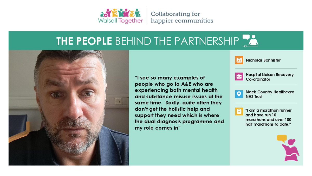 WalsallTogether's tweet image. Addiction and mental health are often connected. This #AddictionAwarenessWeek we spoke to Nick a Liaison Recovery Co-ordinator working as part of a Dual Diagnosis programme supporting people who have both mental health issues and drug and alcohol needs shorturl.at/zQ1GB 💚