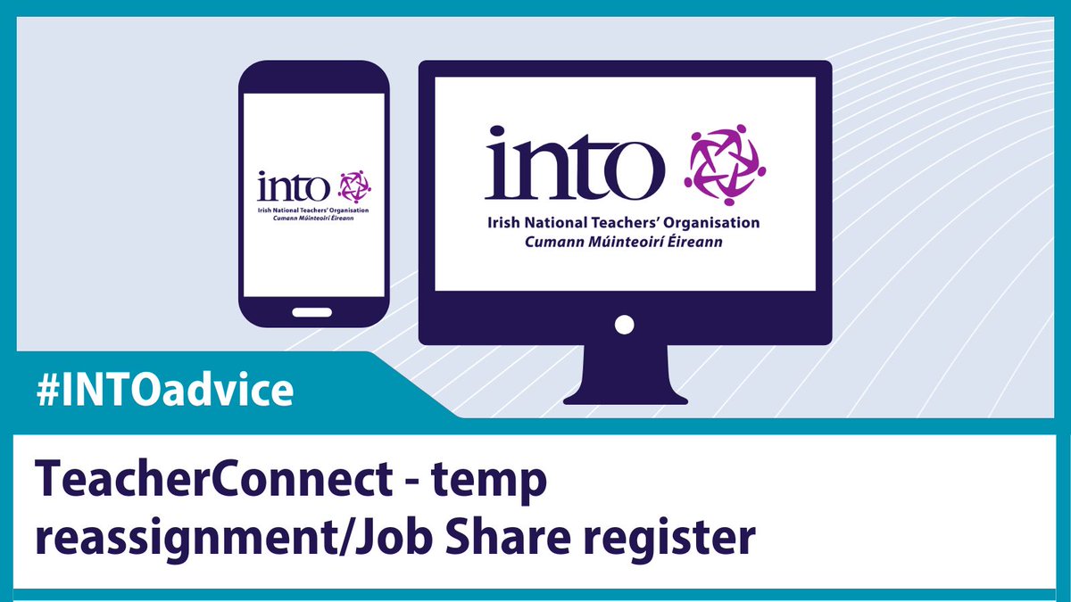 INTO (Irish National Teachers' Organisation) (@intonews) on Twitter photo 📣 #TeacherConnect offers a Temporary Reassignment Register to help INTO members organise a temporary exchange between schools.
🖥️ Members can search the register and contact teachers about positions they are interested in.
🔗Register here: teacherconnect.into.ie 📣 #TeacherConnect offers a Temporary Reassignment Register to help INTO members organise a temporary exchange between schools.
🖥️ Members can search the register and contact teachers about positions they are interested in.
đź”—Register here: teacherconnect.into.ie
