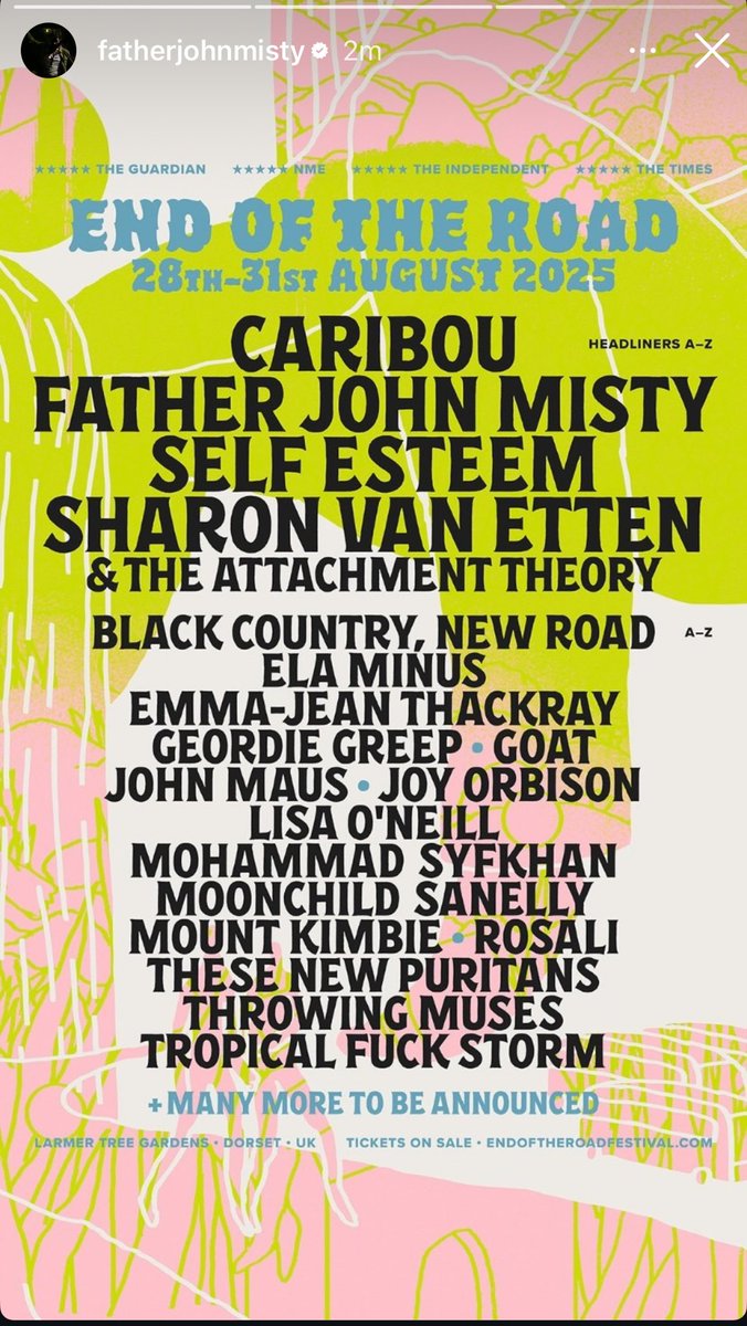 FJM will perform at <a href="/EOTR/">EndOfTheRoadFestival</a> festival in August