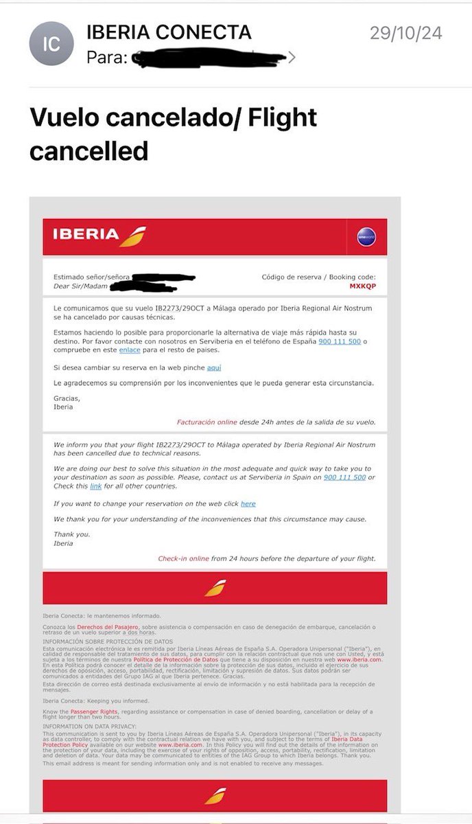 German_so's tweet photo. Lamentable trato de @Iberia a sus clientes ORO.Reclamación de vuelo cancelado por CAUSAS TÉCNICAS desde el 29/Oct.Me deniegan la indemnización aún siendo por causas técnicas y el caso sigue abierto tras reclamar y sin noticias tras múltiples llamadas/emails (37días).LAMENTABLE!! https://t.co/RHvyDjlmNo