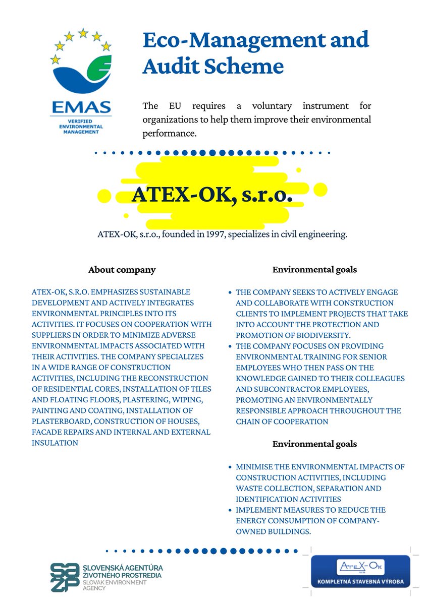 ATEX-OK, s.r.o. is actively involved in the implementation of projects aimed at the protection and promotion of biodiversity.

#emas #vyhovorkyuznemas