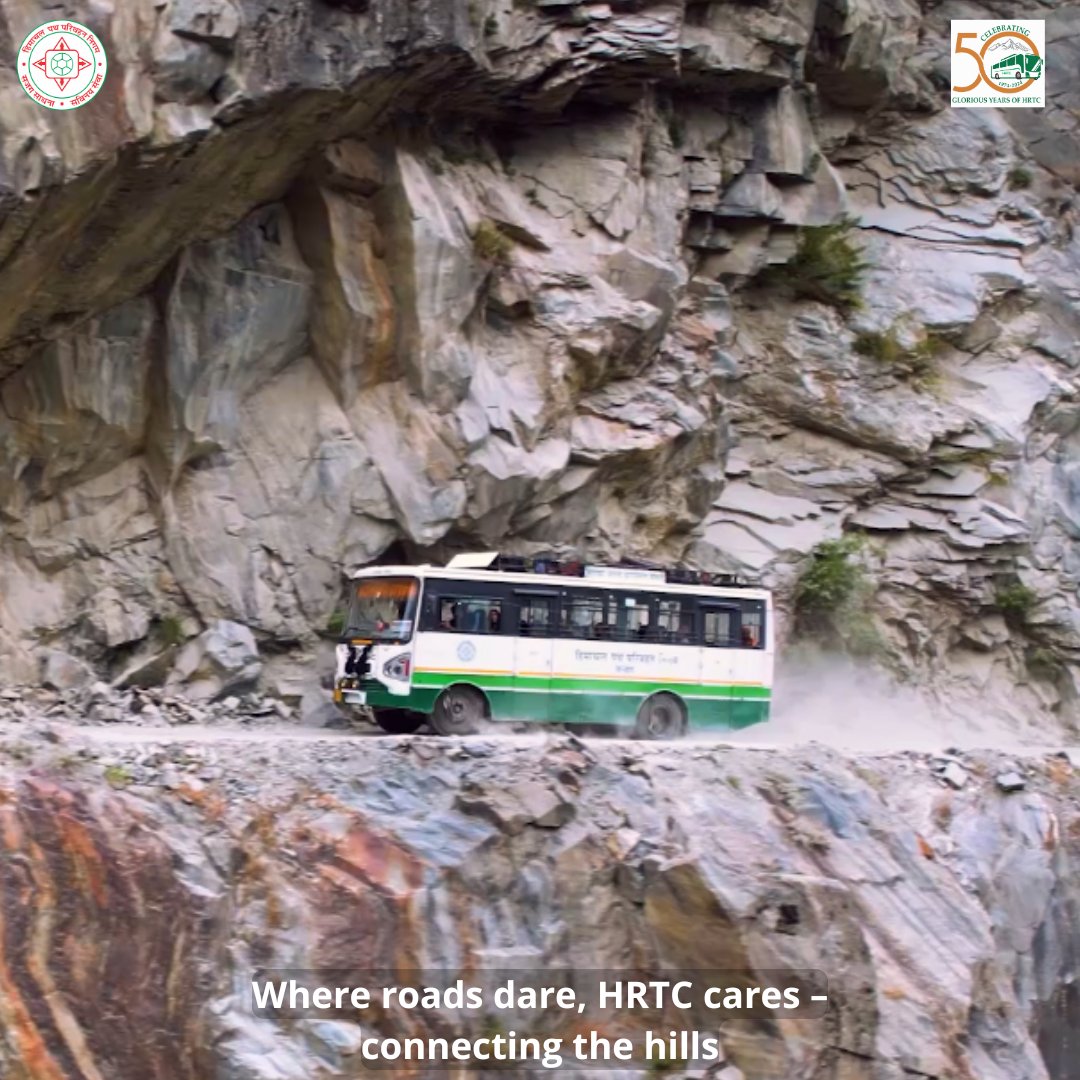HRTC_529's tweet photo. Where roads dare, HRTC cares – bridging distances and connecting lives in the majestic hills of Himachal Pradesh. 🚌⛰️ Celebrating 50 glorious years of dedicated service! 🎉
#HRTC #ConnectingHills #HimachalRoadways #50YearsOfHRTC #MountainJourneys #RoadsLessTraveled https://t.co/5mgLLLVeNN