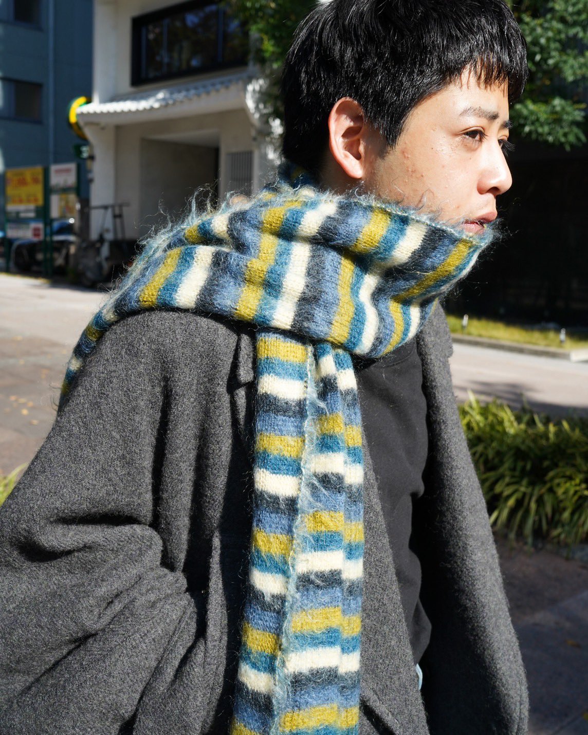YOKE MOHAIR BORDER LONG STOLE オレンジ yoke ヨーク MOHAIR BORDER LONG STOLE オレンジ