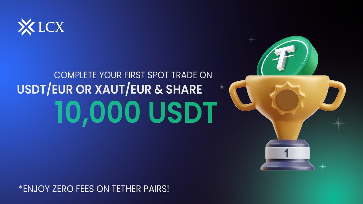 Tether Special: Trade to Share 10,000 USDT is LIVE! 💰 Trade USDT/EUR & XAUT/EUR  and win your share of a massive $10,000 $USDT prize pool! How to Join: ✓  Sign up +