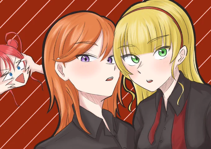サブ垢であげて絵垢であげてないことに気付いたイケメン顔かのすみ描きたくて描いたらなんかメイちゃんの変顔描きたくなったイラストを載せておきます。#Liella 