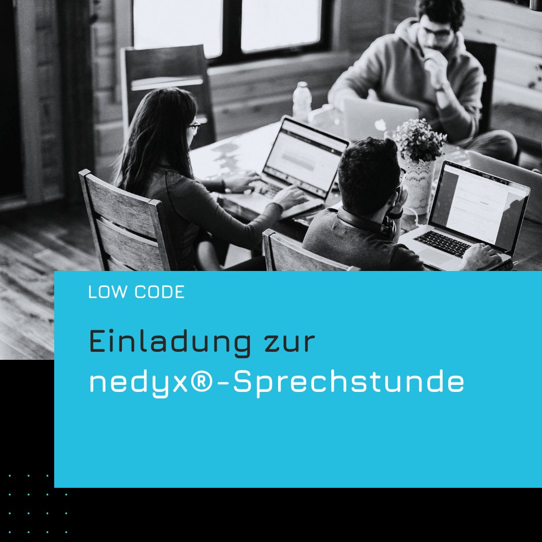 Willkommen zur nächsten #nedyx-Sprechstunde!
Du hast Fragen zu unserer #Low-Code-Plattform oder möchtest dich mit anderen Nutzern austauschen? 
Mittwoch, 15. Januar 2025, 9:00 – 10:00 Uhr
👉 Jetzt anmelden: nedyx.clickmeeting.com/nedyx-sprechst…

 #nedyx #LowCode #BusinessApps #Sprechstunde