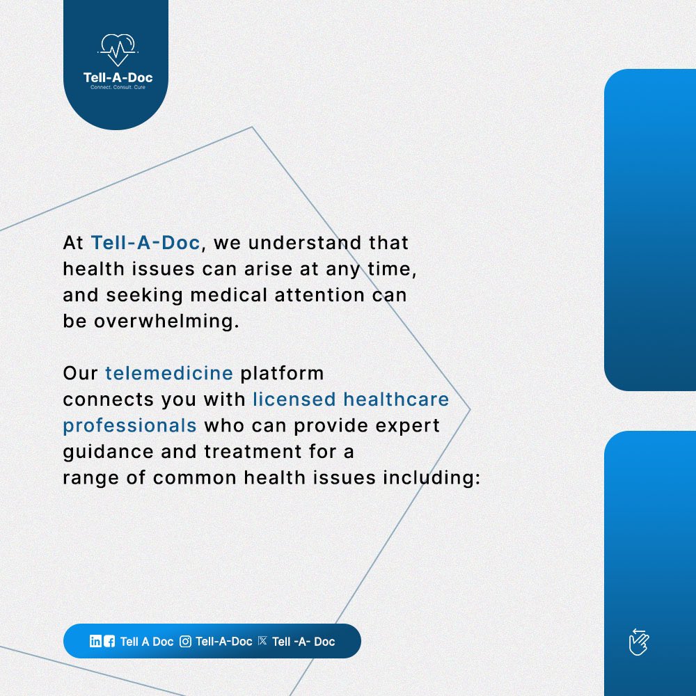 Tell_A_Doc's tweet photo. Feeling under the weather 🌧️?, don’t let it slow you down with Tell-A-Doc 🩺, consultations is just a tap away anytime, anywhere.

Tell-A-Doc🩺, we connect, you consult, they cure💙
#healthcare #telemedicine #virtualcare https://t.co/q39fM3olQT