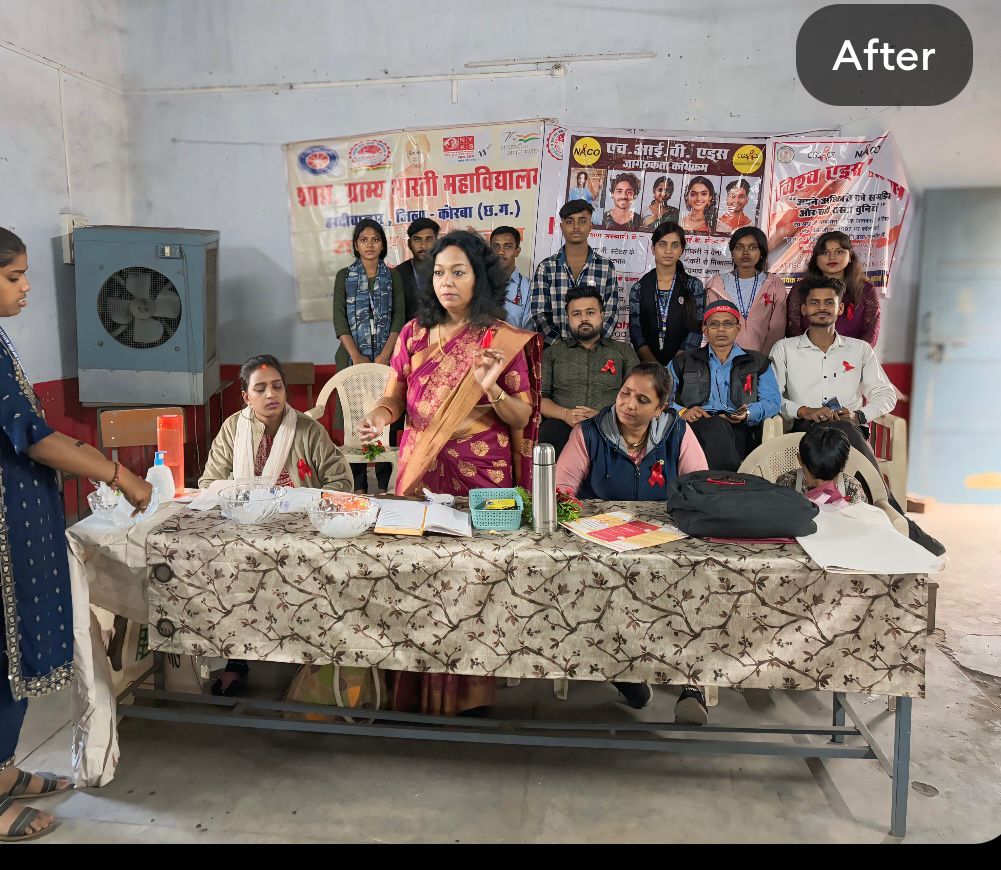 NamrataSahu2631's tweet photo. @Ghardibazar रासेयो इकाई के द्वारा 3 दिसंबर 2024 को हरदीबाज़ार महाविद्यालय में एड्स दिवस का आयोजन किया गया जिसमें मेरी @ NamrataSahu92631और साथी स्वयंसेवकों की विशेष भूमिका रही।  @NSSRDBhopal @ashokshrotinss @NeetaBajpai5  @nssabvuCG @manojsinha812 @YKTiwari68 @Sanskriti13s https://t.co/4rr8MPV1Am