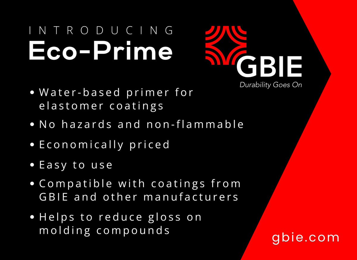 gbie_slipcoat's tweet photo. Introducing Eco-Prime!

With over 30 years of expertise in water-based technologies, #GBIE is here to help. If you’re looking for safer, high-performance primers, let’s discuss how #EcoPrime can work for you!

➡️ https://t.co/L1v65j6FNK

#DurabilityGoesOn #RubberIndustry https://t.co/SE9dGaBAWh