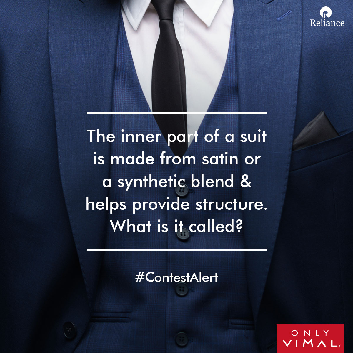 Let’s test your knowledge on men’s suits &amp; style. Comment your answer below using the #OnlyVimalGiveaway to win an exciting prize. Tag your friends as well.

#OnlyVimal #OnlyVimalIndia #Reliance #RelianceIndustries #RelianceTextiles #Contest #Contest2024 #ContestAlert