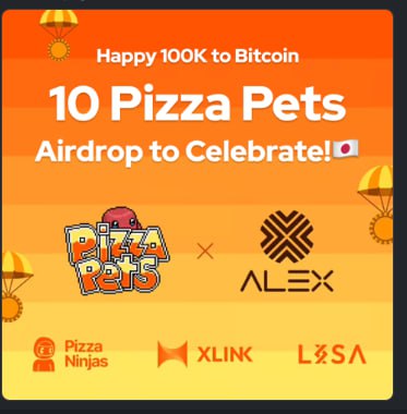 ALEXLabJP's tweet image. 🚨 緊急速報: ビットコインが$100,000に到達！ 🚨

🎉 これを記念して、ALEX JPが日本コミュニティ限定で@Pizza_Ninjas の@Pizza_Pets 10個をエアドロップします！ 🍕🥷

この限定オーディナルを手に入れたいですか？
1️⃣ リツイート 🐦 
2️⃣ ビットコインが好きな友達を3人タグ付け ✨
3️⃣…