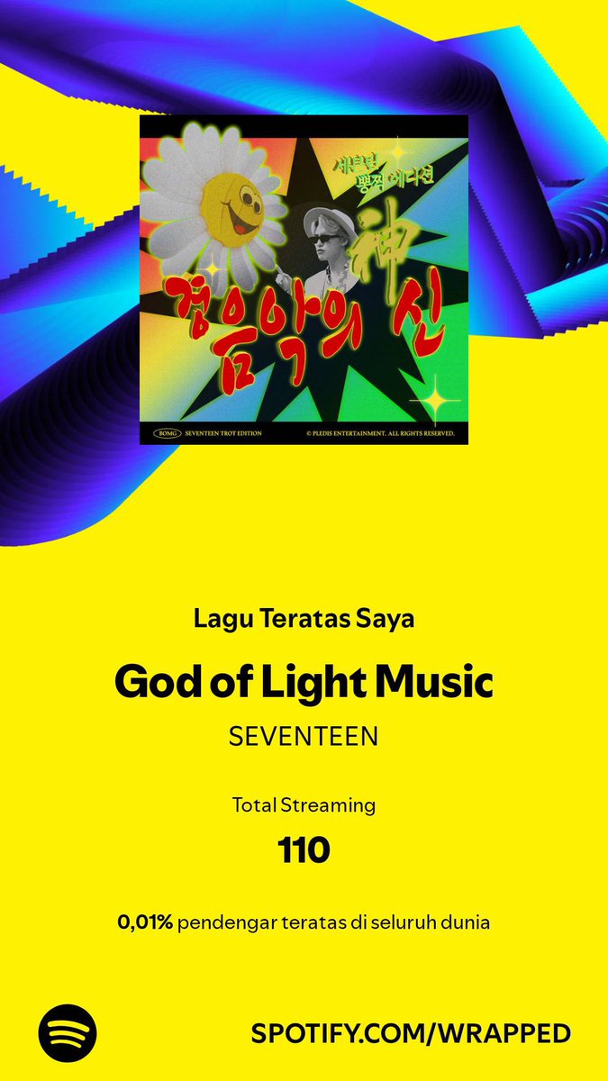 Indahcdp05's tweet photo. Didn't expect i have streaming God Of Light Music that much 🤣 thanks for CEO of BOMG, Pi Cheolin, Woo producer and all members to make this song 💎
#SpotifyWrapped
#SEVENTEEN https://t.co/QL78Ze4CAZ
