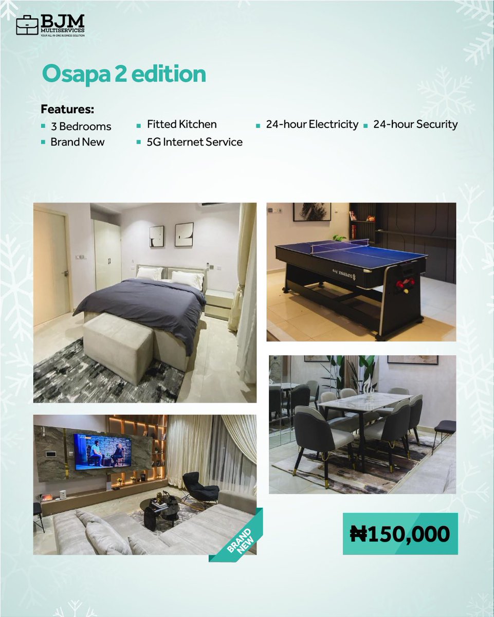 Bjmmultiservice's tweet image. We’re spreading cheer with these massive offers on all our apartments

Swipe to the last slide to view available offers! 

✨5% off when you book before December 12th

So hurry! DM us to book now! 📌

#Bjmmultiservices #SpotifyWrapped2024 #shortletsinlagos #Bitcoin
