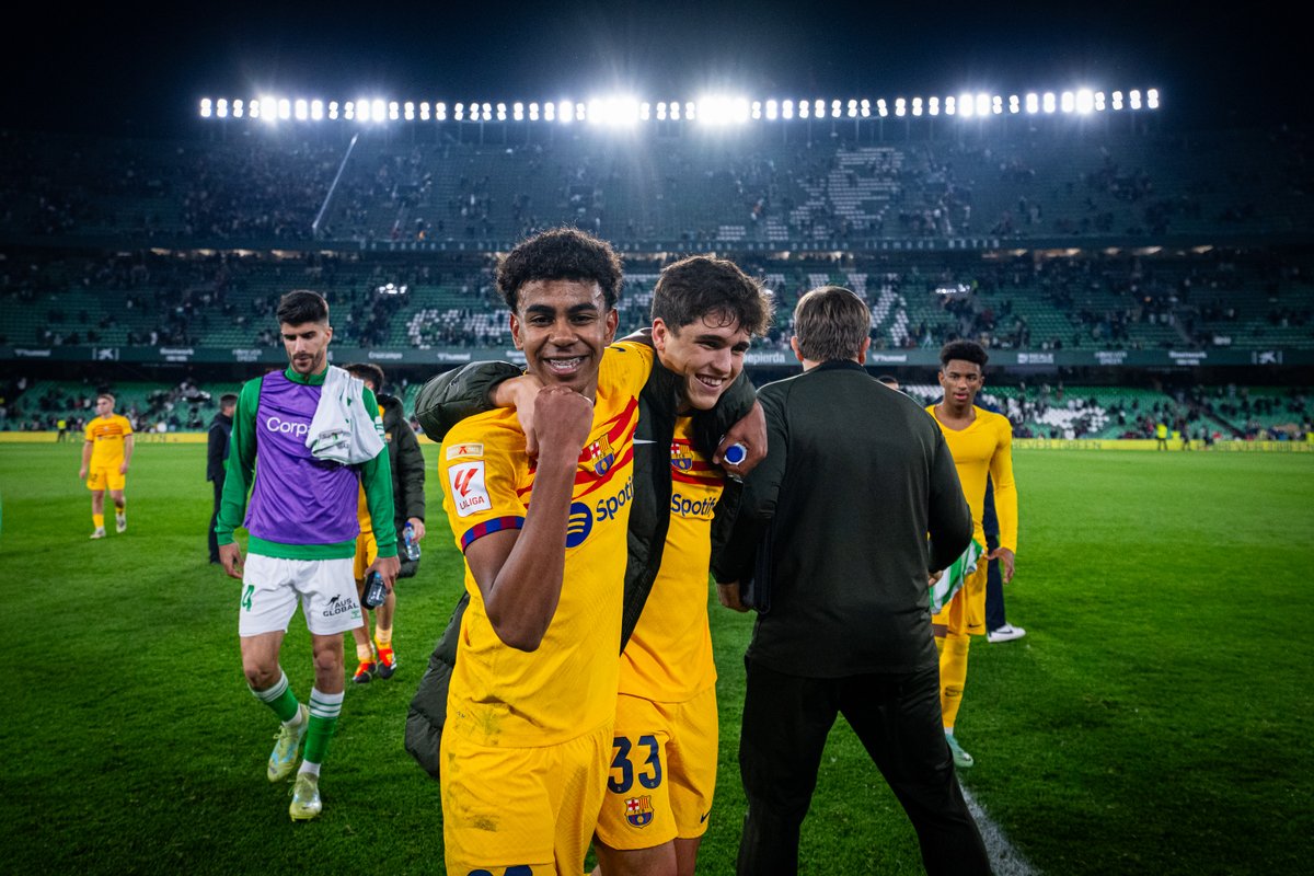 FCBarcelona_cat's tweet photo. Sembla que faci molts anys que juga al 1r equip, però Pau Cubarsí, va debutar el 21 de gener al Benito Villamarín, estadi al qual tornem a jugar avui https://t.co/1p8JuFhCGl