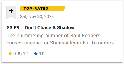 Anhiksi's tweet photo. #BLEACH TYBW EP35 with the reveal of Shunsui Kyoraku's Bankai managed to reach #1 rank on the most streamed TV shows on Hulu, a streaming service with 52M subscribers, according to Flixpatrol. It's also one of the highest rated of 2024 on IMDB, at a score of 9.8 with 16K votes.⚔️ https://t.co/ThJLllG1ue