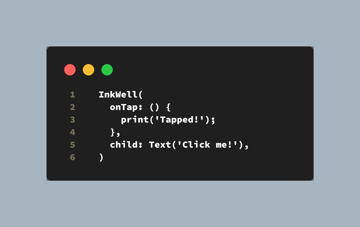 i_amrrs's tweet photo. Did you know that you can use `InkWell` widget to make any widget click-able in Flutter? 
Example:

#FlutterTips #HiddenGems #MobileDevelopment #CodeSnippets #WidgetMagic #TapToInteract #UIDesign #FlutterDev #ProgrammingTricks #DevelopWithEase https://t.co/VA0sFurfH9