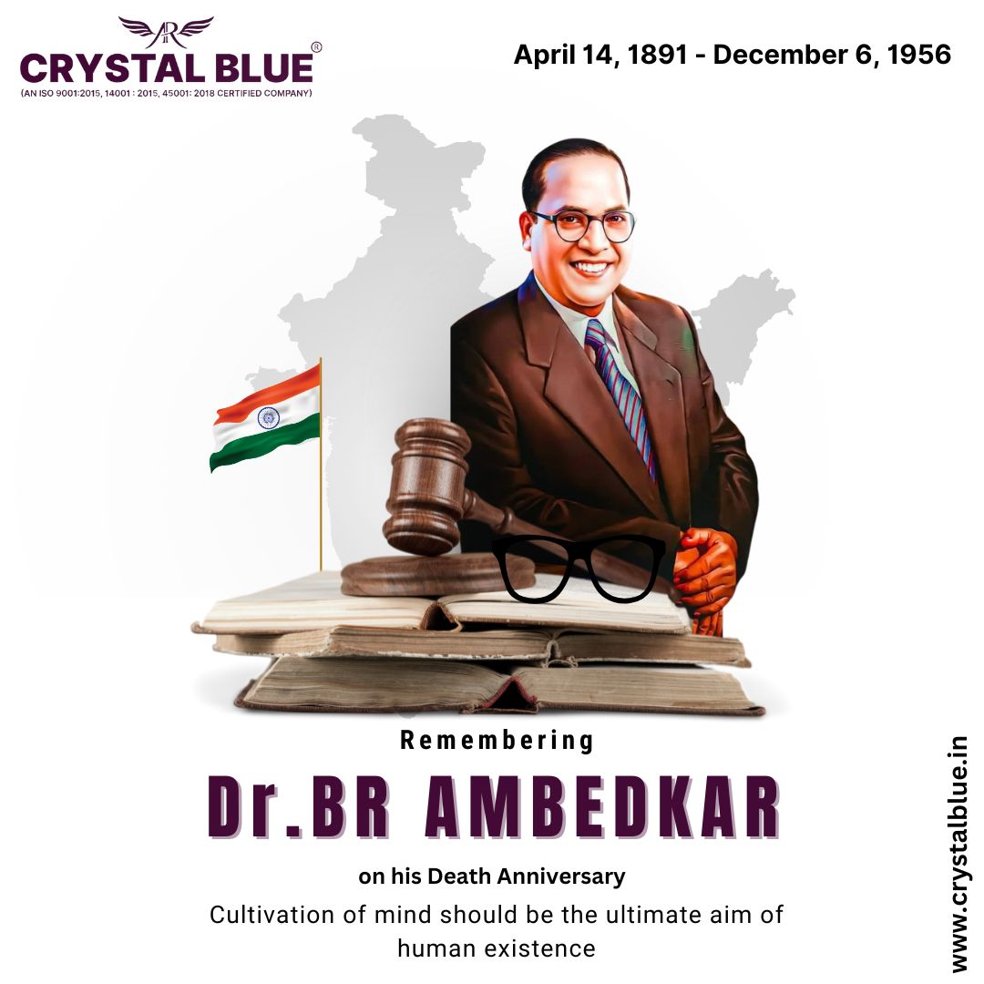 crystal_bluein's tweet photo. Saluting the champion of the underprivileged and the Father of the Indian Constitution. Dr. B.R. Ambedkar, your ideals inspire us forever. 🇮🇳 #Respect #AmbedkarRemembrance #CrystalBlue https://t.co/Jy62rVkscZ