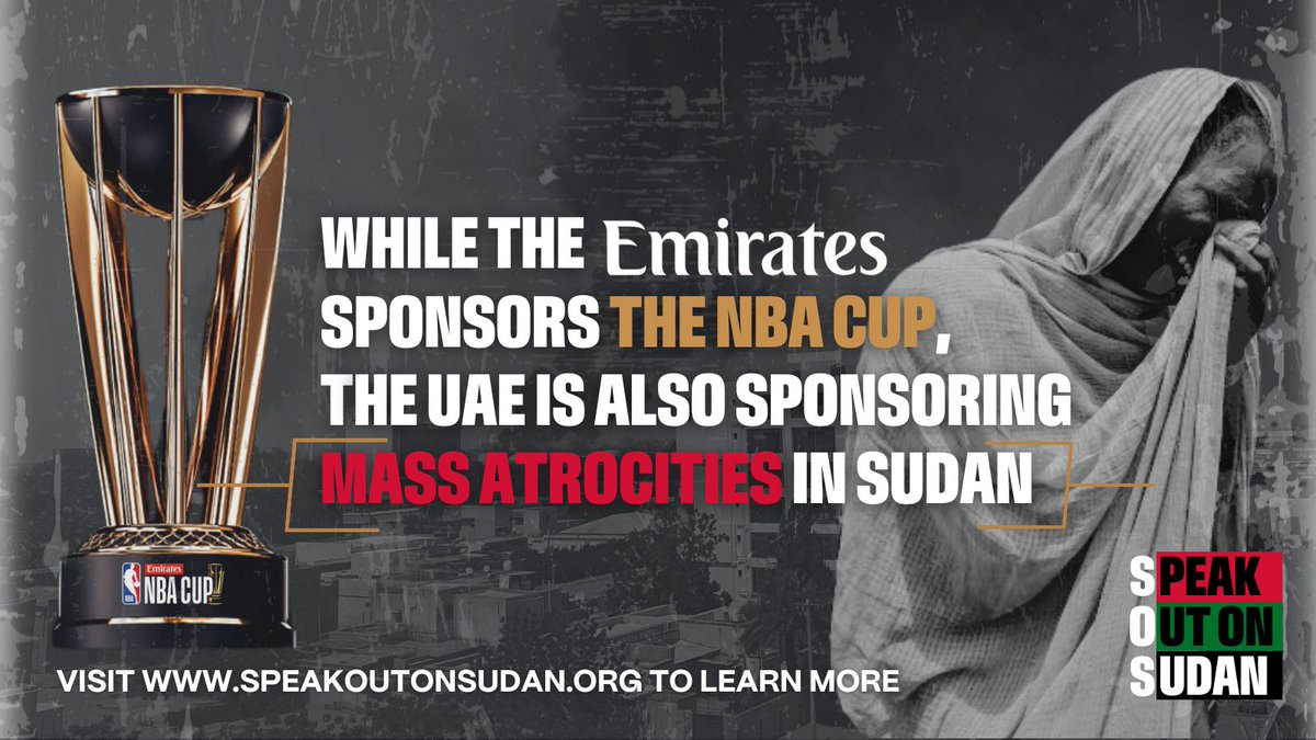Hey <a href="/NBA/">NBA</a>, did you know that while the UAE's @Emirates is sponsoring your #NBACup, the UAE is also sponsoring mass atrocities in #Sudan? 

It's time you rethink your partnership and #SpeakOutOnSudan. 

speakoutonsudan.org