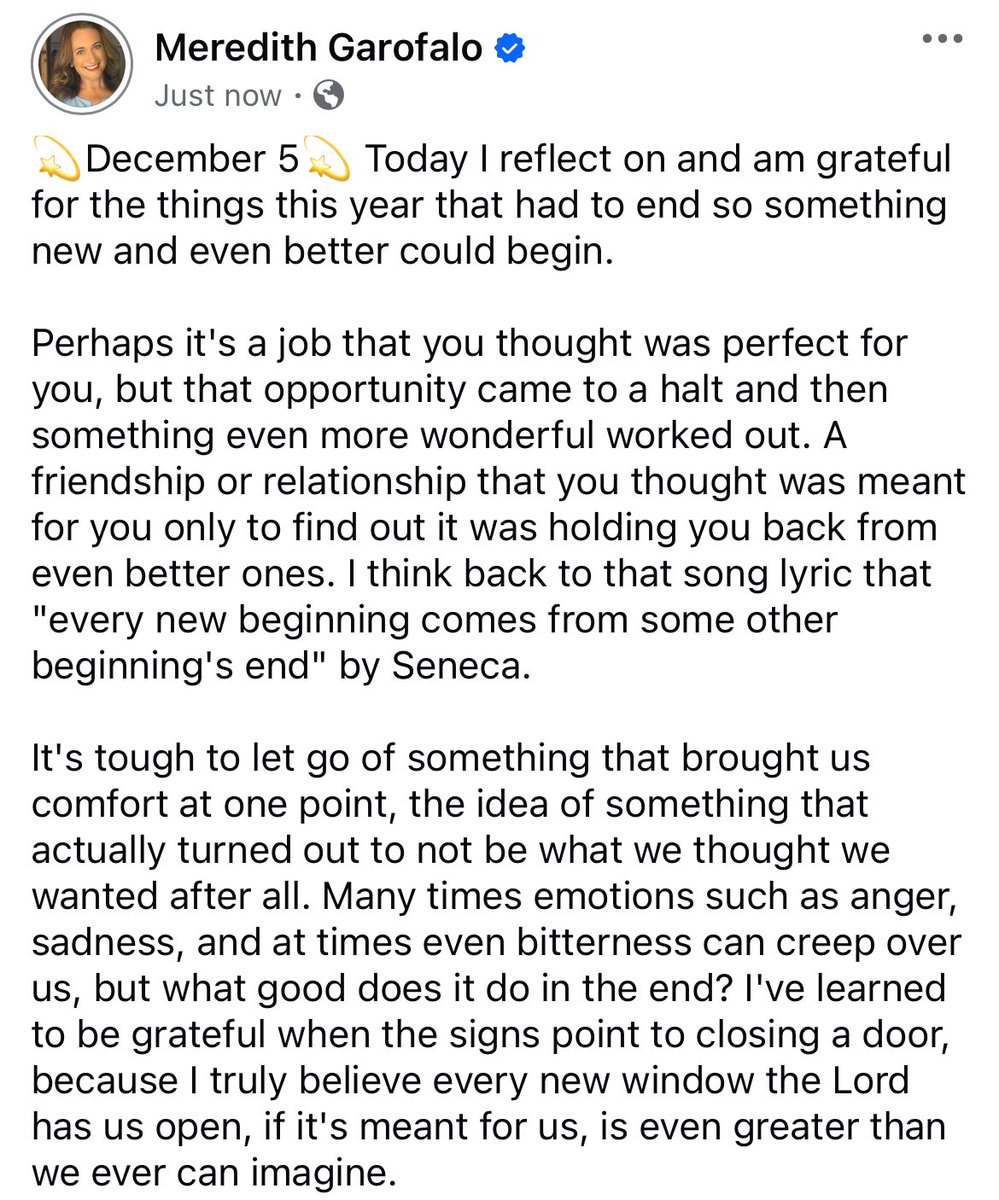 GarofaloWX's tweet photo. 💫December 5💫 Today I reflect on and am grateful for the things this year that had to end so something new and even better could begin. #25daysofgratitude https://t.co/ZrmNxpgQSM