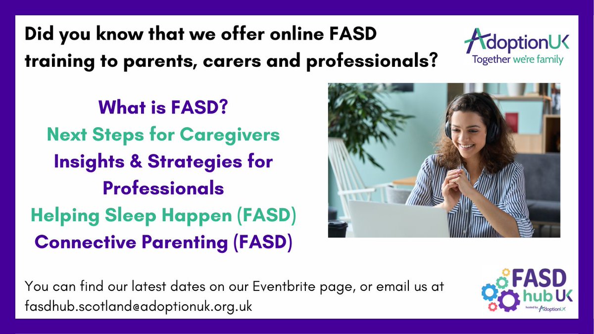 Visit our Eventbrite page for our latest dates: ow.ly/1tiC50QqRyu 

You can find out more about our courses on our website here: ow.ly/2CvS50QqRys 
#FASD #FASDHubUK