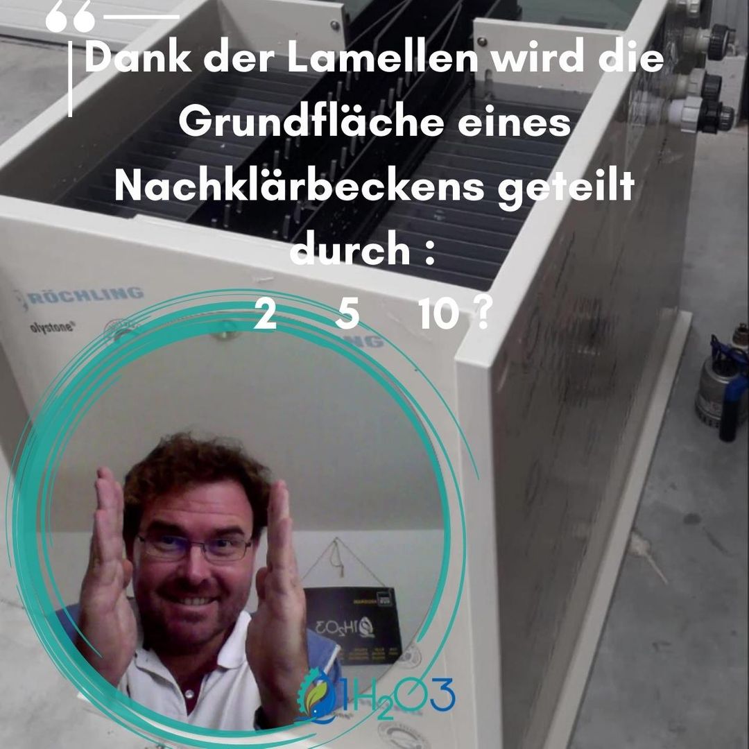 Dank der Lamellen wird die Grundfläche eines Nachklärbeckens geteilt durch :