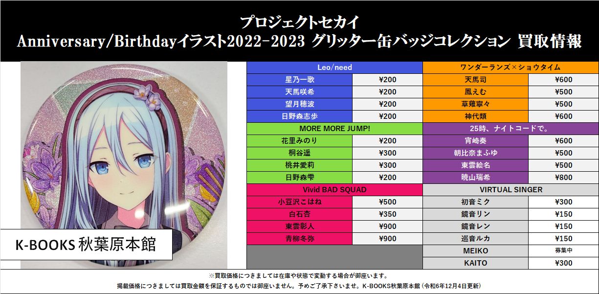 プロセカ 桐谷遥 缶バッジ birthday 2022 2023
