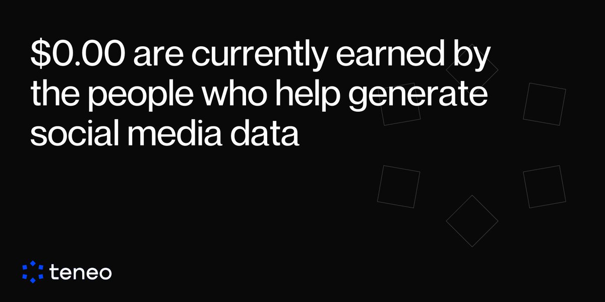 $0.00

That’s how much the people creating social media data earn for their contributions – despite fueling a multi-billion dollar industry. 💸

With the Teneo Community Node, we’re flipping the script. It’s time for users like you to take a share of the value your data