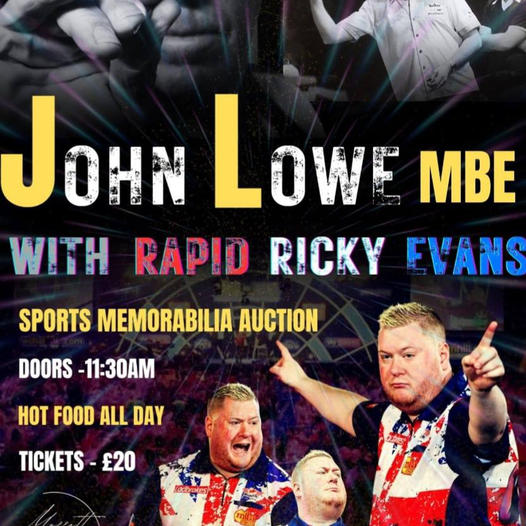 dartslegends's tweet photo. John Lowe MBE &amp; Ricky Evans Darts Exhibition..
Sunday 15th December
Lostock Hall, Preston.
Tickets from https://t.co/IWU8V5Y2tn https://t.co/89sRwR9eAy