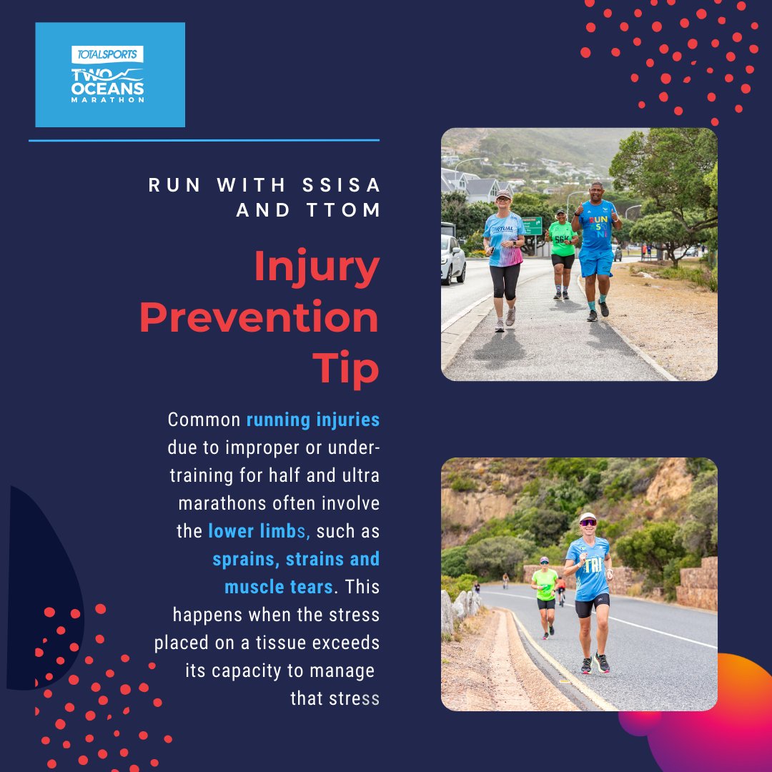 2OceansMarathon's tweet photo. Gradual, incremental training is key to avoiding injuries. A well-structured programme helps your body adapt to running stresses, so you're more resilient. Our @Sportscience_sa Training Programmes will drop soon 🌟 to help you train smart!
#RunWithSSISA #KeepPushing #Totalsports https://t.co/42UfWGA0Pt